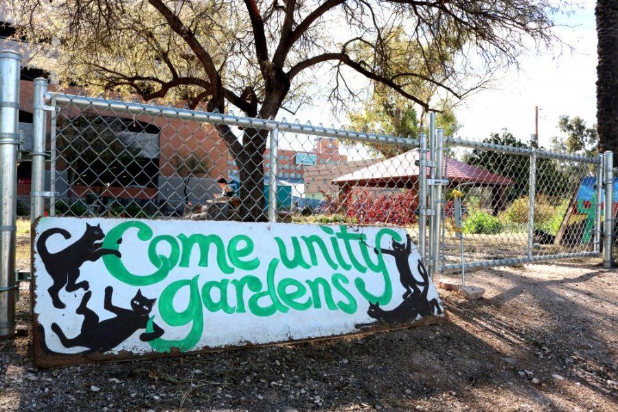 Come+Unity+adorns+a+sign+outside+the+UA+Community+Garden+on+Wednesday%2C+Jan.+11.
