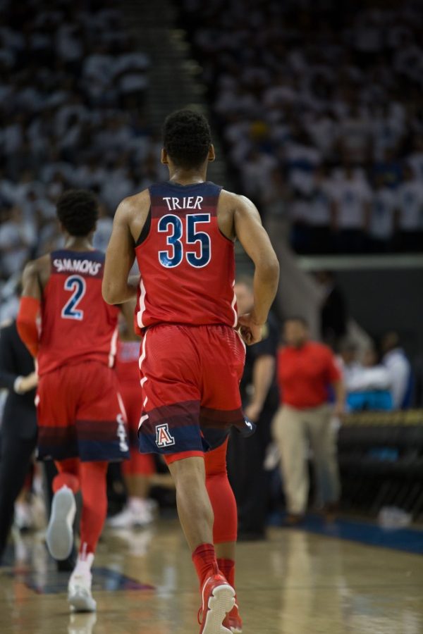 Allonzo Trier (35) jogs towards the UA bench during a time out, Jan. 21. 