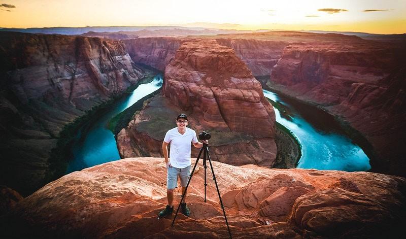Sean Parker poses at Horseshoe Bend in Page, Arizona, in 2016. Parkers photography is currently featured in Hotel Congress Art in the Lobby series.