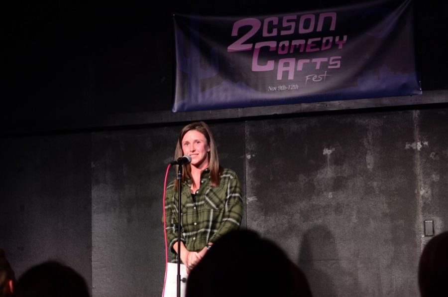 Shannon Deady, telling her story at the Tucson Improv Movement Theater on Feb. 23.