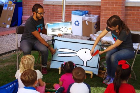 Staff from Make Way for Books, a local early literacy nonprofit, share interactive stories and books with children and families at the Tucson Festival of Books. This year will be Make Way for Book's ninth year at the festival.