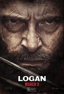 The poster for the movie Logan. The movie stars Hugh Jackman.