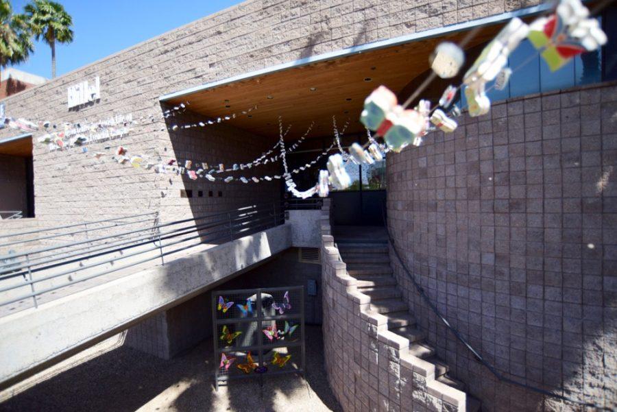 Butterflies hang outside of the UA Hillel Foundation to commemorate the lives of 1.5 million children lost in the Holocaust. The university hosted the Jeffrey Plevan Memorial lecture to discuss current Middle East relations.