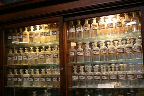Cabinets full of containers at the Pharmacy Museum. Former Tucson pharmacist Jesse Hurlbut donated his collection of pharmacy items to the museum.