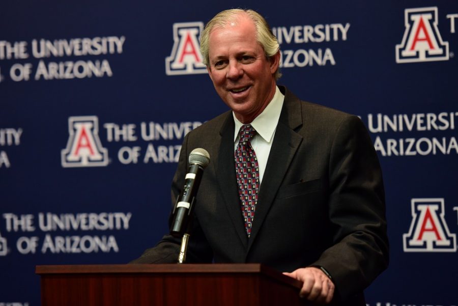 The sole finalist for UA President Dr. Robert Robbins speaks during a press conference at the UA College of Medicine Phoenix on Tuesday, March 7. 2017.