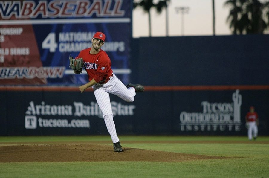 Arizona pitcher Cameron Ming (47) throws during the baseball game against Utah on April 21 at Hi Corbett Field. 