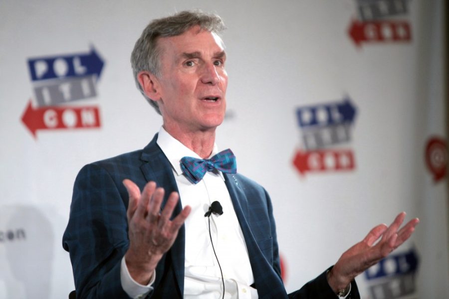 Bill Nye the Science Guy speaking at the 2016 Politicon at the Pasadena Convention Center in Pasadena, California.