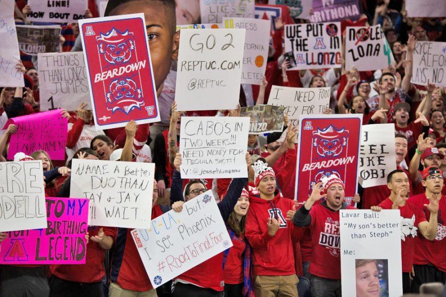 UA+student-made+signs+during+the+ESPN+coverage+of+College+GameDay+on+Feb.+25.