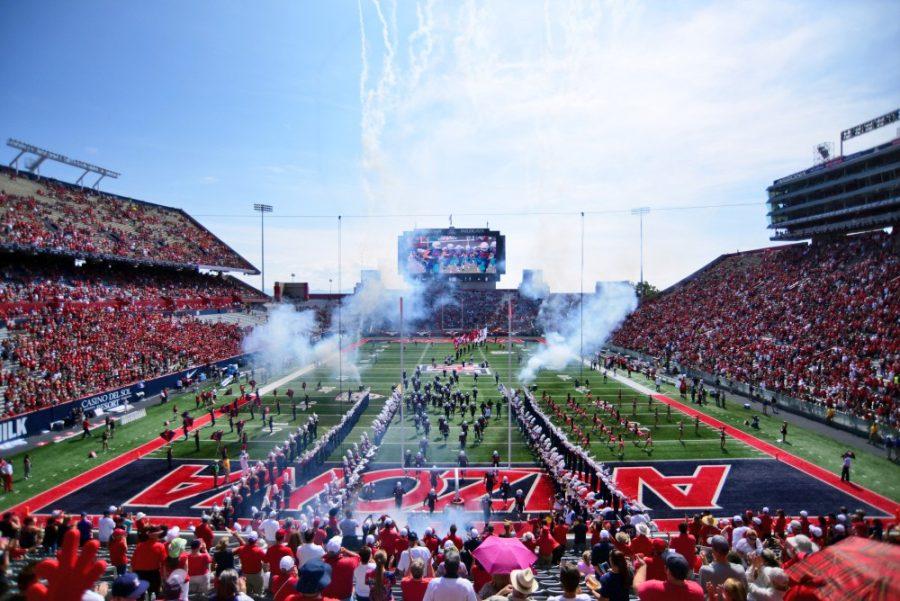 The Arizona Stadium at the start of a football game full of fans and students. A new $100-fee will go to support renovations and other infrastructure improvements at athletics facilities.