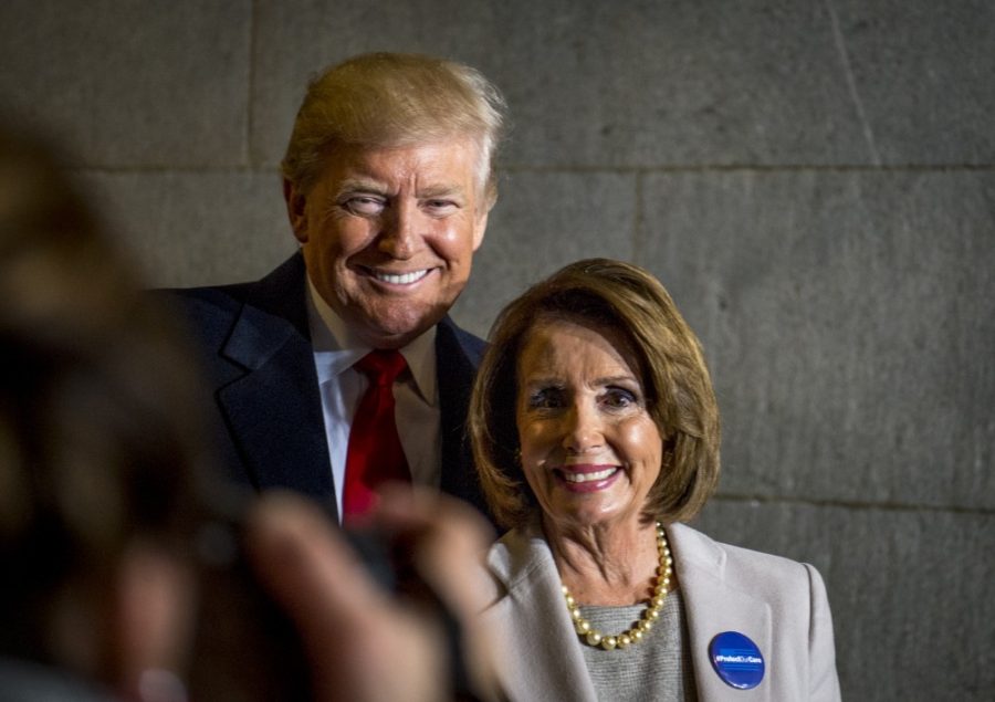 President-elect Donald J. Trump and U.S. Speaker of the House Nancy Pelosi smile for a photo during the 58th Presidential Inauguration in Washington, D.C., Jan. 20, 2017. More than 5,000 military members from across all branches of the armed forces of the United States, including reserve and National Guard components, provided ceremonial support and Defense Support of Civil Authorities during the inaugural period. (DoD photo by U.S. Air Force Staff Sgt. Marianique Santos)