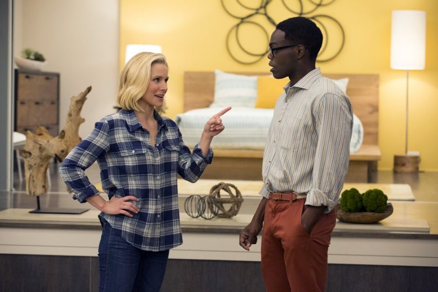 THE GOOD PLACE --  Everything Is Fine Episode 101--  Pictured: (l-r) Kristen Bell as Eleanor, William Jackson Harper as Chidi -- (Photo by: Justin Lubin/NBC)