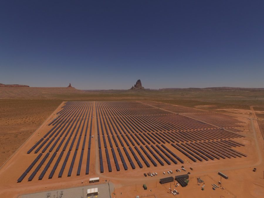 The Kayenta Solar facility consists of 119,301 photovoltaic panels on single axis trackers which follow the daily path of the Sun. The energy produced at the facility will provide power to an estimated 13,000 homes.