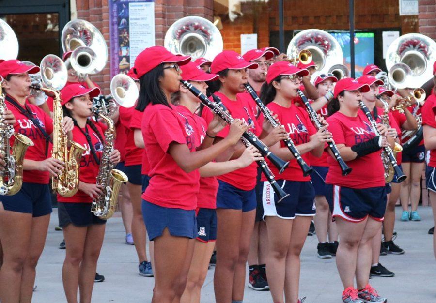 The UA band performs in front of Centennial Hall on Bear Down Friday during Family Weekend on Oct. 13. 
