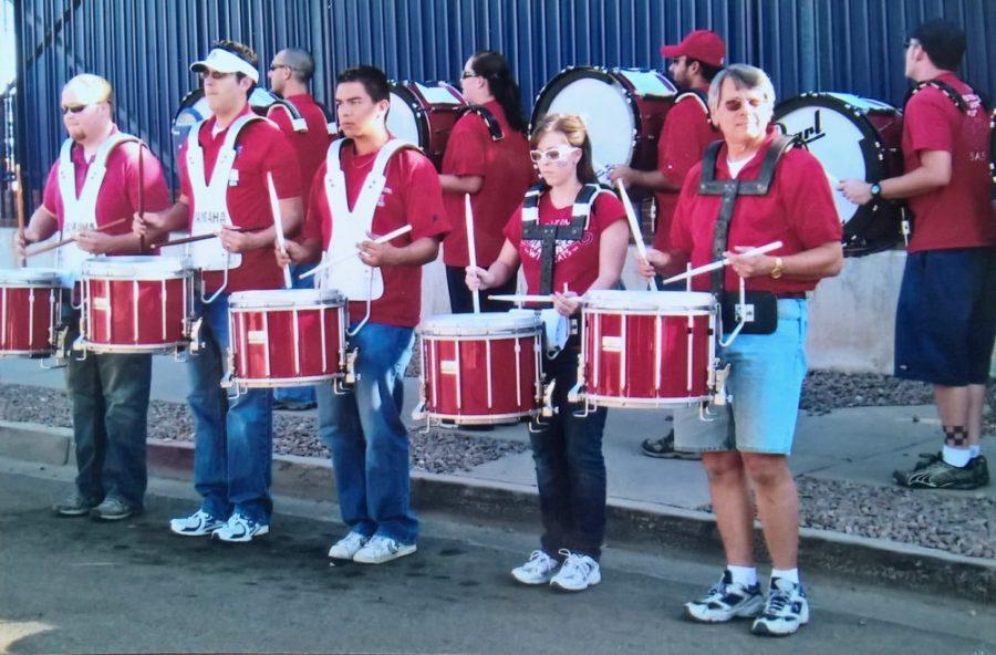 Bob Kruse with the University of Arizona Alumni Drumline in 2009. 