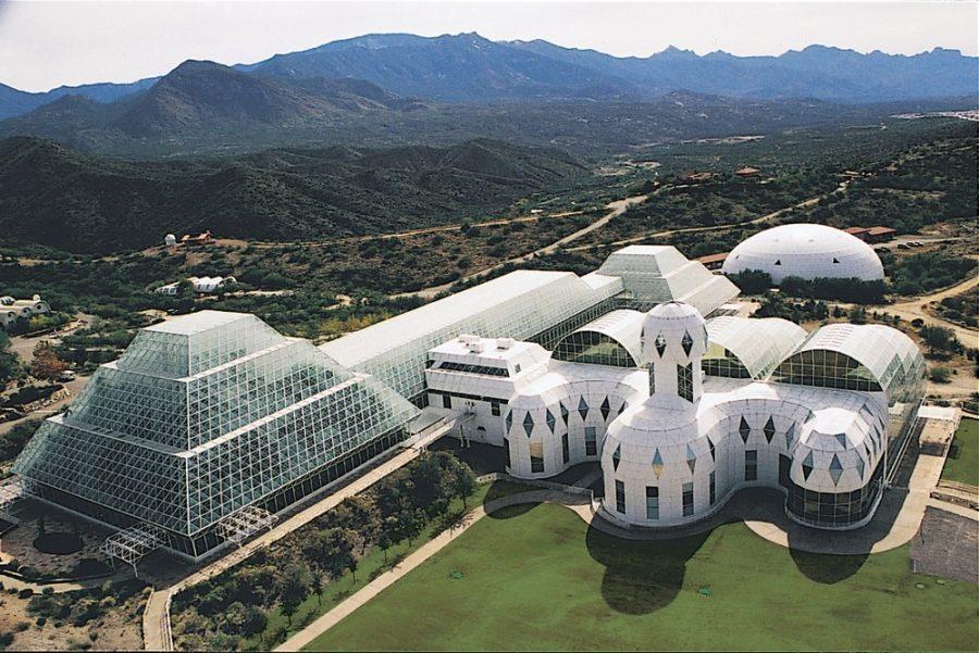 A view of Biosphere 2 located in Oracle, Arizona. UA President Dr. Robert Robbins called Biosphere 2 “a one-of-a-kind facility where our researchers are answering questions about the interconnectedness of food, water and energy security.” 