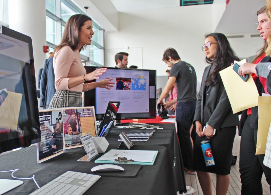 Former Finance major and intern analyst Courtney Ehland represents the Stage Exchange platform at the McGuire New Venture Competition on April 28 in McClelland Hall.  A new interdisciplinary Entrepreneurship and Innovation Minor will be available starting in fall 2018 for non-Eller undergraduate students.