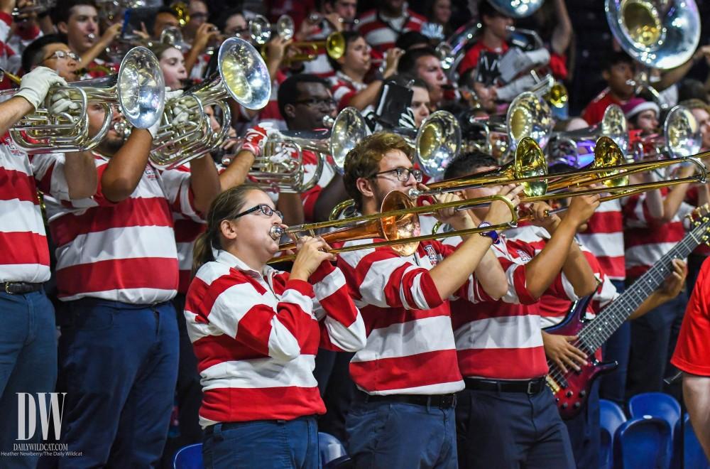The Pride of Arizona band performs during the McDonald's Red-Blue game on Oct. 20 in McKale Center.