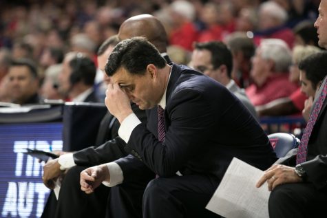 Head Coach Sean Miller reacts to one of 12 Arizona turnovers.
