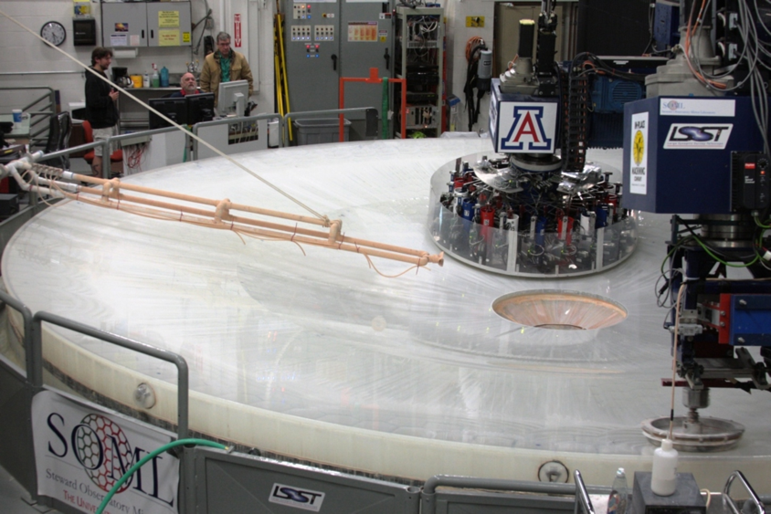 The polishing process of a mirror for the Giant Magellan telescope.