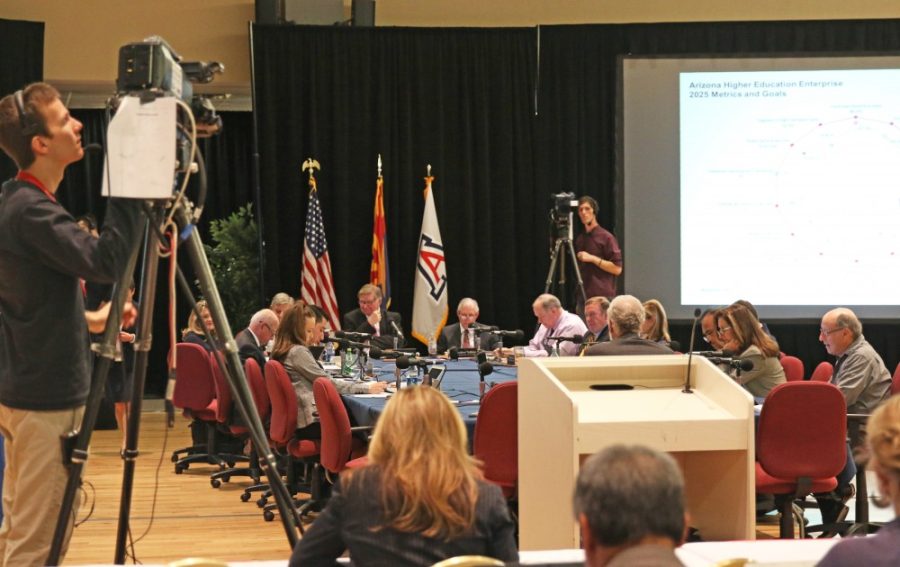 The Arizona Board of Regents meets in the student union on Nov. 16 about degree programs, capital development plan, tuition, and other things. The Board will be holding simultaneous meetings Tuesday, March 27 to discuss setting tuition and fees for the upcoming school year.