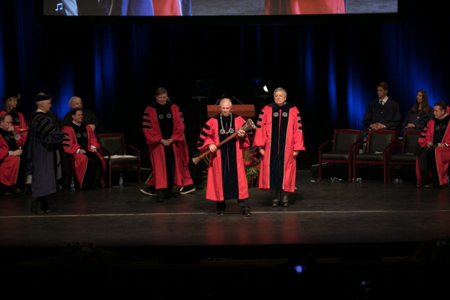  President Dr. Robert Robbins is applauded and officially recognized as the University of Arizona’s 22nd President on Nov. 29.