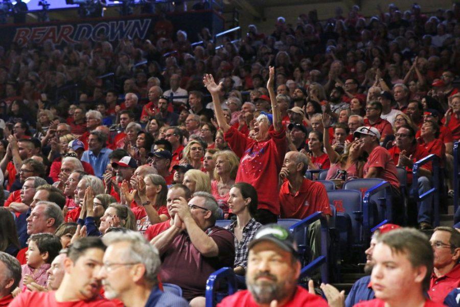 Arizona super-fan, Phyllis Goodman, cheers on the Wildcats during their game against UMBC on Nov. 12 in McKale center.

The Arizona Sate Liquor Board has delayed the plans to sell beer in McKale center, upsetting many fans.