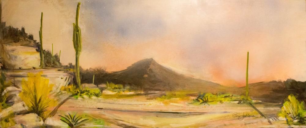 Eric Jabloner's painting "Desert Landscape" represents the Tucson scenery. It is shown at the El Conquistador Hotel.