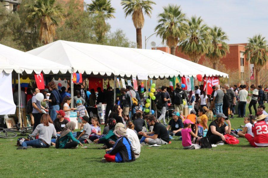 People relax on the UA mall on Feb. 13 during the annual CESL International festival. The International festival celebrates different cultures from all around the world.
