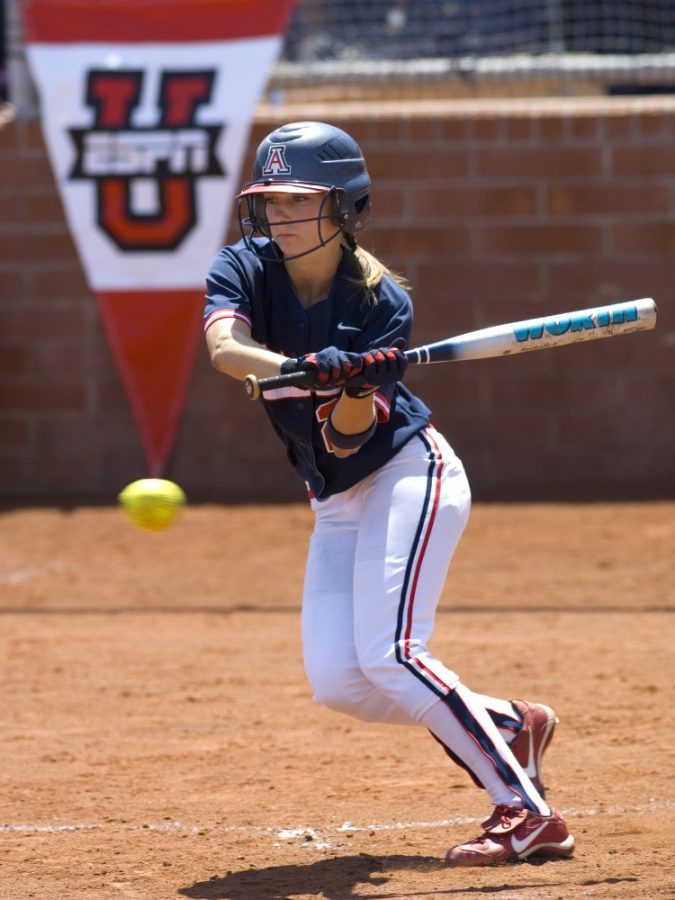 Caitlin Lowe is the current assistant coach for Arizonas softball team. Pictured above is Lowe during the game against Cal State Fullerton on May 27, 2007. (Courtesy of Stan Liu/Arizona Athletics)