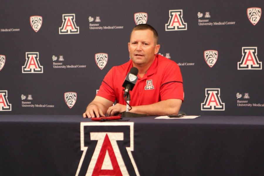Jay Johnson, now former head coach for Arizonas baseball team, talks about what he expects for the upcoming season during a press conference held on Tuesday, Feb. 6, 2018.
