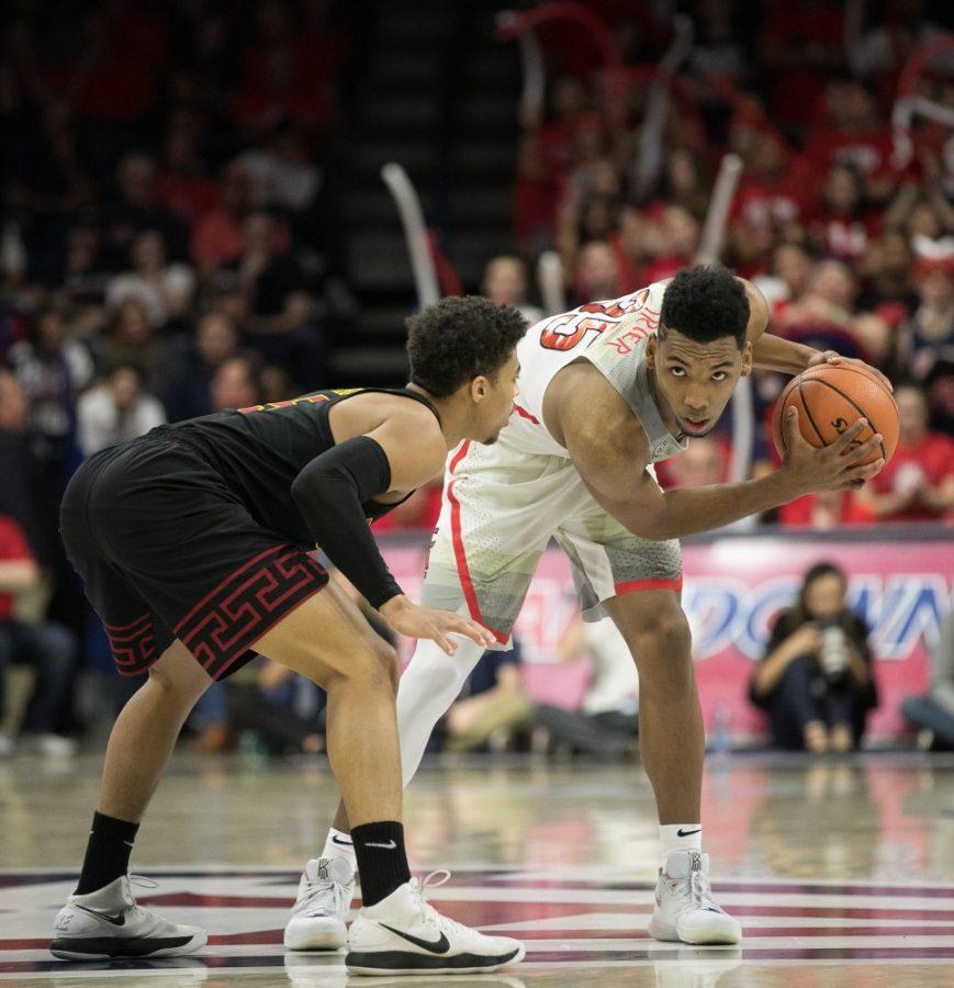 Arizonas Allonzo Trier looks for a teammate ot pass to during the second half of the UA-USC game on Saturday, Feb. 10 at McKale Center in Tucson, Ariz.