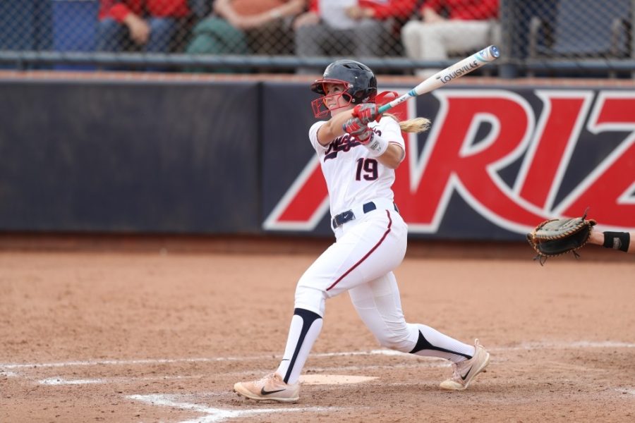 Freshman Jessie Harper during Arizonas 4-2 win over Texas on March 5 at Rita Hillenbrand Memorial Stadium, Tucson. Harper is one of the freshman standouts that have led Arizona to a top-five ranking this season.
