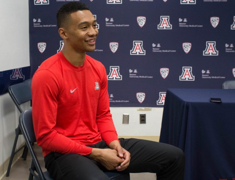 Arizona sprinter, Umajesty Williams, answers some questions for Daily Wildcat sports reporter, Rob Kleifield, on Feb 20 at Mckale center.