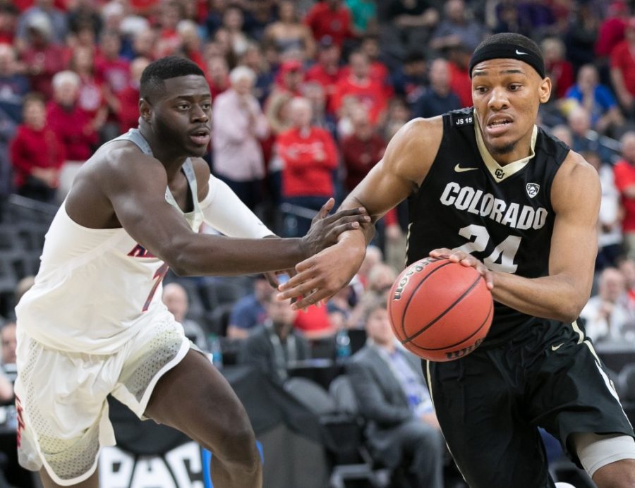 Colorados+George+King+%2824%29+drives+past+Arizonas+Rawle+Alkins+%281%29+in+the+first+half+of+the+Colorado-Arizona+Quarterfinal+game+at+the+2018+Pac-12+Tournament+on+Thursday%2C+March+8+in+T-Mobile+Arena+in+Las+Vegas%2C+Nev.