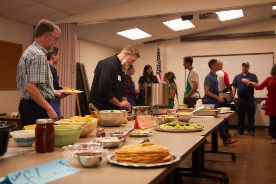 Students and faculty of the Russian department gathered at an Iron Chef-inspired event to teach students from Moscow, Russia about traditional food and culture from the Sonoran Desert region on April 13 at the Tucson Village Farm. 