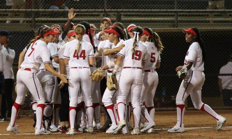 Arizona+Wildcats+celebrate+after+their+1-0+victory+against+during+St.+Francis+during+their+first+game+of+the+NCAA+championship+Tournament+on+Friday+May+18+at+the+Rita+Hillenbrand+Stadium+in+Tucson%2C+Ariz.