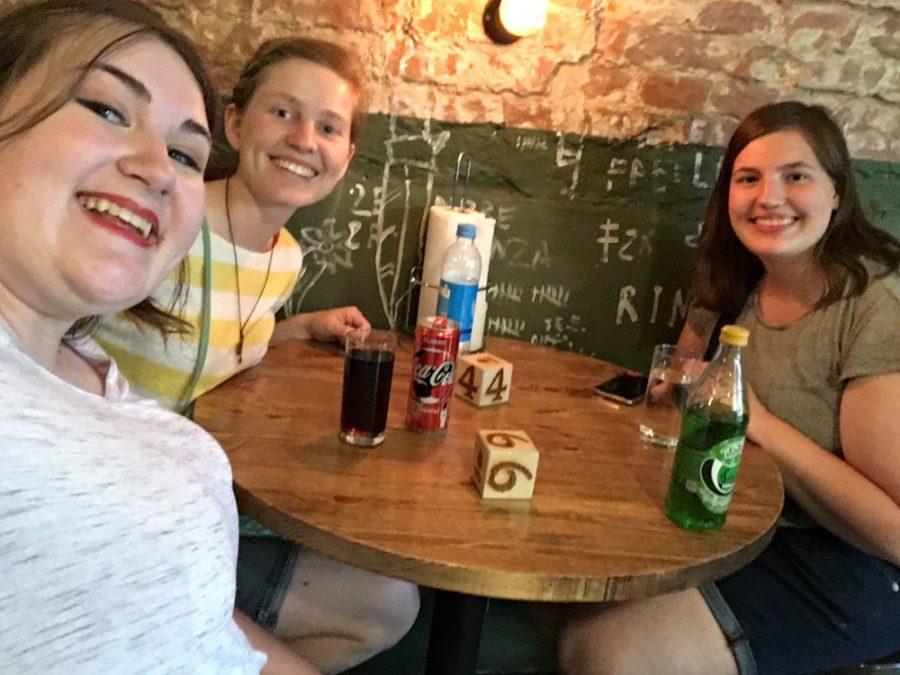Toni Marcheva and others at a pizza restaurant on the UA Russian Study Abroad program. The culture and language barrier in Moscow, Russia is harder to dive into than anticipated, according to Marcheva.