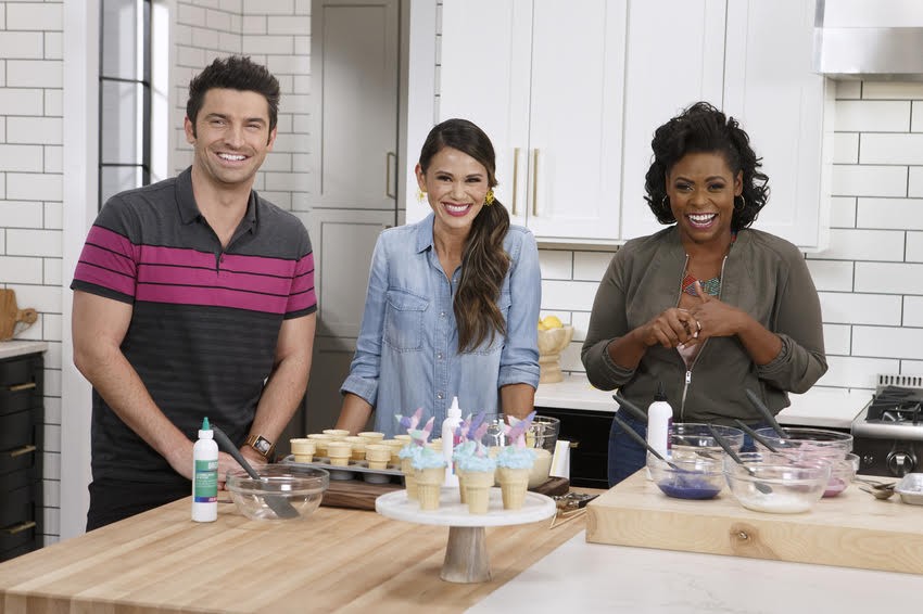 Brandi Milloy, Stuart O'Keeffe, and Jamika Pessoa are the hosts of the Food Network show, "Let's Eat."