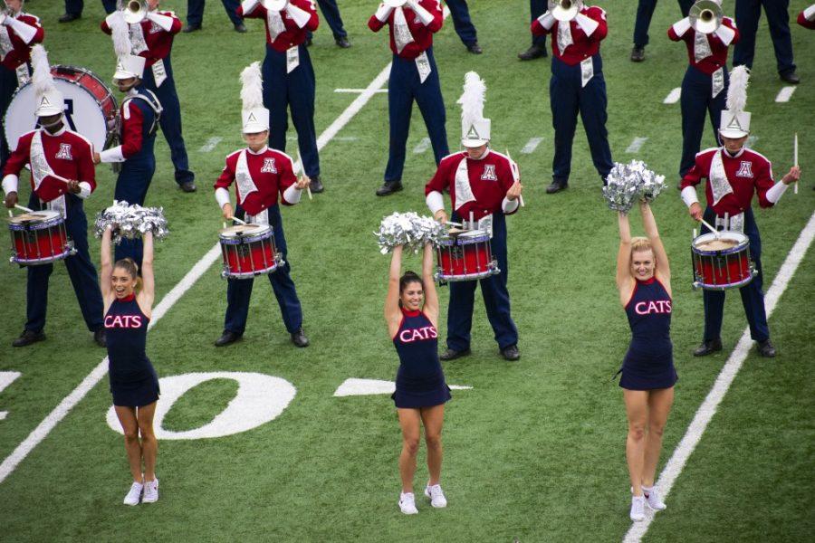 Pride of Arizona marching band performs at the 65th annual Band Day at the University of Arizona Stadium on Saturday, October 13, 2018. The Pride of Arizona band includes over 250 members including award-winning pom line dancers. 
