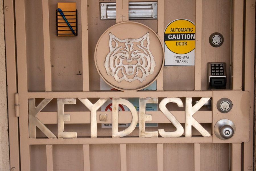 The Key Desk entrance at the University of Arizona.  The building is hidden behind townhouses to make the location private.