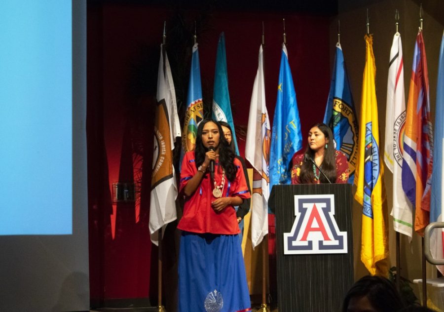Myriah Cypriano talks about her experience with Native Soar at the University of Arizona on Monday Oct 29, 2018. Soar is a Multigenerational service-learning program that lets students at the UA mentor local middle school students.