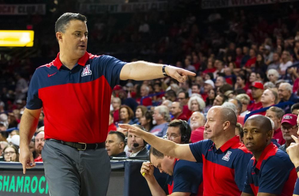 UA Men's Basketball Head Coach, Sean Miller, watches his team play during the Arizona-West New Mexico University game on Tuesday, Oct. 30 at the McKale Center in Tucson, Ariz.