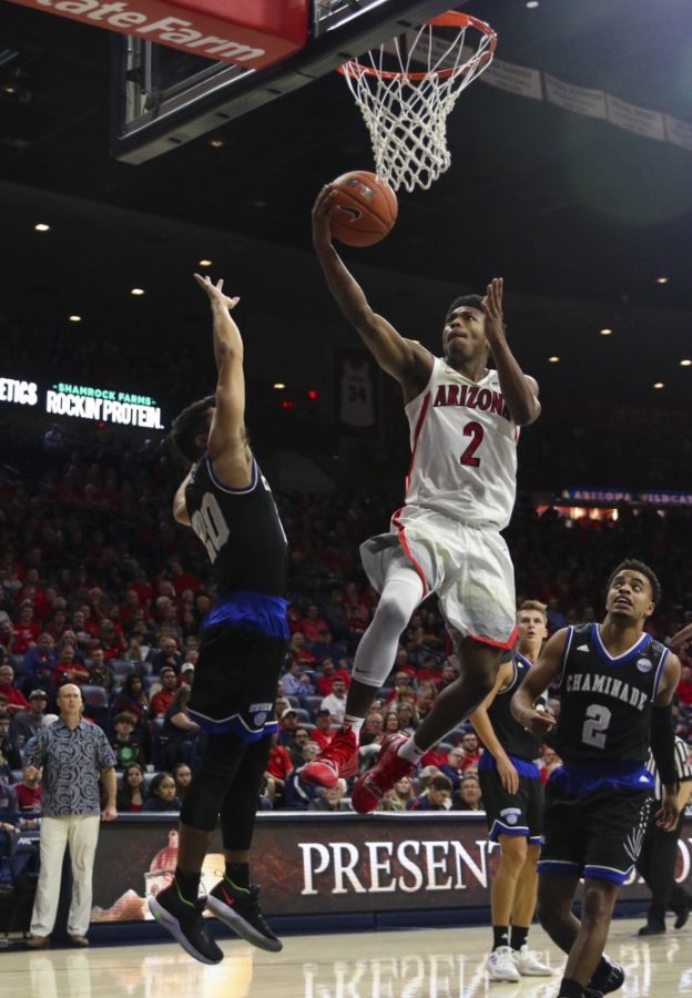 Arizonas Brandon Williams, 2, goes up for the layup during the Arizona-Chaminade exhibition game on Sunday, Nov. 4 at the McKale Center in Tucson, Ariz.