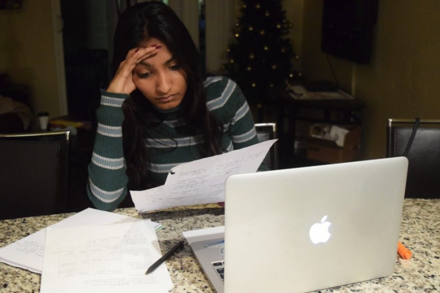 Anjalee Jajoo, University of Arizona student, studies for her organic chemistry final. Jajoo is a sophomore Neuroscience and Cognitive Science major. 
