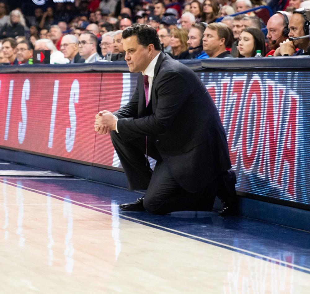 Sean Miller watches the game against Colorado on the sidelines. 