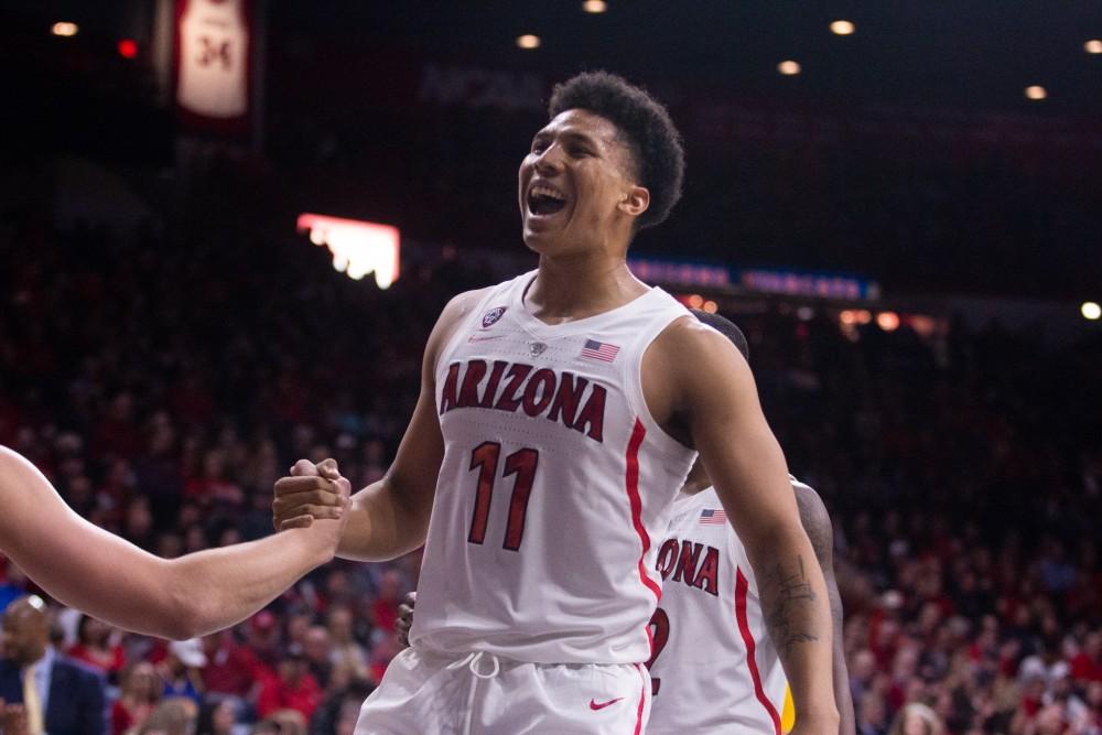 Forward Ira Lee (11) celebrates Cal getting a foul during the game on Thursday, Feb. 21 at McKale Center. The Cats defeated the Bears 76-51. 