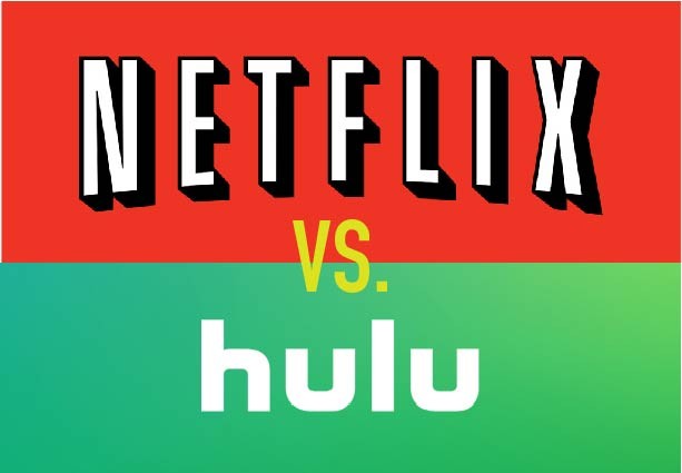 Graphic illustration by Jasmine Demers, Hulu and Netflix logos retrieved from Wikimedia Commons.