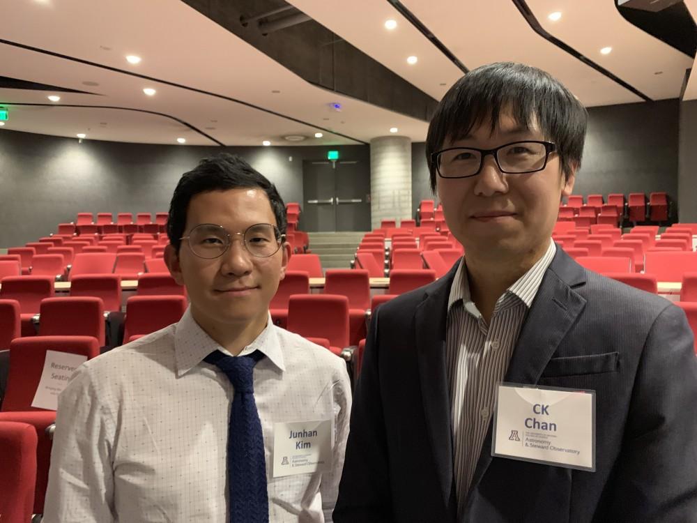  Junhan Kim (left) and Chi-Kwan (right) presented at “Bringing Black Holes into Focus with the Event Horizon Telescope" on Wednesday, April 17, in the ENR2 Building. 