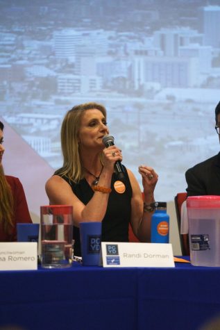 Randi Dorman during the Tucson mayoral candidate forum on Apr. 18 in Tucson, Ariz. The forum was held on the University of Arizona campus and was out on by the University of Arizona Democrats and the Pima County Young Democrats.