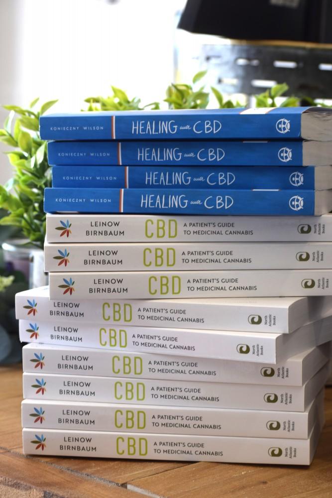 Books about the various benefits of CBD oil on display at Kactus Kush at 3455 E Speedway Blvd. The store’s mission is to make CBD products available to the public for their therapeutic benefits.
